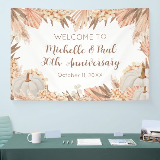 Boho Pampas Pumpkin anniversary Welcome banner (Beurs)