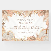 Boho Pampas Pumpkin birthday party Welcome banner (Horizontaal)