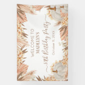 Boho Pampas Pumpkin birthday party Welcome banner (Verticaal)