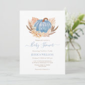 Boho Pampas Pumpkin blue baby shower Kaart (Staand voorkant)