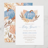 Boho Pampas Pumpkin blue baby shower Kaart (Voorkant / Achterkant)