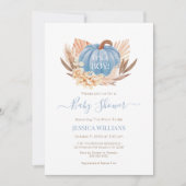 Boho Pampas Pumpkin blue baby shower Kaart (Voorkant)