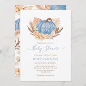 Boho Pampas Pumpkin blue baby shower Kaart (Voorkant / Achterkant)