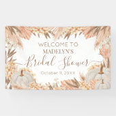 Boho Pampas Pumpkin bridal shower Welcome banner (Horizontaal)
