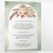 Boho Pampas Pumpkin Floral Sage Green Fall Wedding Drieluik Uitnodiging (Binnenzijde eerst)