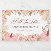 Boho Pampas Pumpkin pink Fall Sparkling Wine Label Wijnetiket (Enkel label)