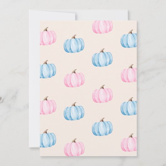 Boho Pampas Pumpkin Roze Blauw Geslacht Reveal Par Kaart (Achterkant)