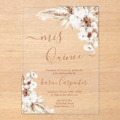 Boho Pampas Quinceanera acryl Acryl Uitnodigingen (Voorkant)