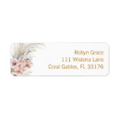 Boho Pampas Retour Adres Label Blush Pink (Voorkant)