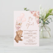 Boho Pampas Roos Gold Beer Balloons Baby shower Kaart (Staand voorkant)