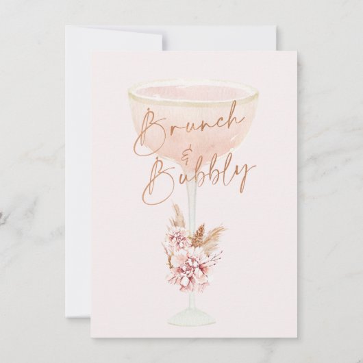 Boho Pampas Roos Gold Brunch Bubble Vrijgezellenfe Kaart (Achterkant)