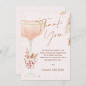 Boho Pampas Roos Goud Vrijgezellenfeest Dank u kaa Kaart (Voorkant / Achterkant)