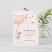 Boho Pampas Roos Goud Vrijgezellenfeest Dank u kaa Kaart (Staand voorkant)