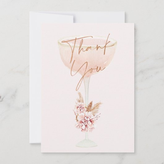 Boho Pampas Roos Goud Vrijgezellenfeest Dank u kaa Kaart (Achterkant)