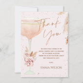 Boho Pampas Roos Goud Vrijgezellenfeest Dank u kaa Kaart (Voorkant)