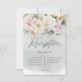 Boho Pampas & Roses Green Reception Kaart (Voorkant)
