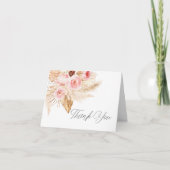 Boho Pampas roze Bloemen baby shower Bedankkaart (Voorkant)