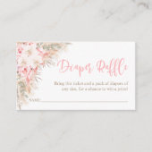 Boho Pampas Roze Meisje DIAPER RAFFLE Baby shower Informatiekaartje (Voorkant)