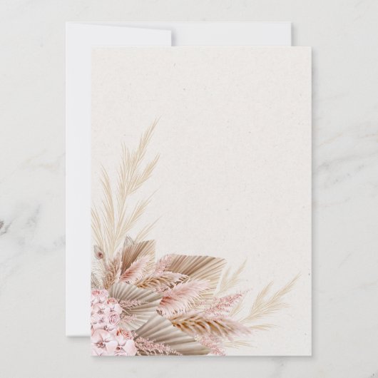 Boho pampas roze moderne chique verjaardag meisje kaart (Achterkant)