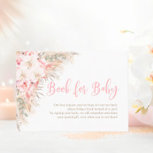 Boho Pampas Roze Orchideeën Boek voor Baby shower