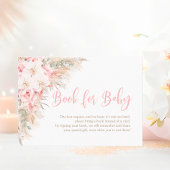 Boho Pampas Roze Orchideeën Boek voor Baby shower  Informatiekaartje