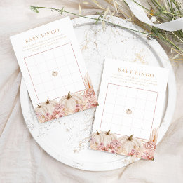 Boho Pampas Roze Pompoen Baby Bingogame