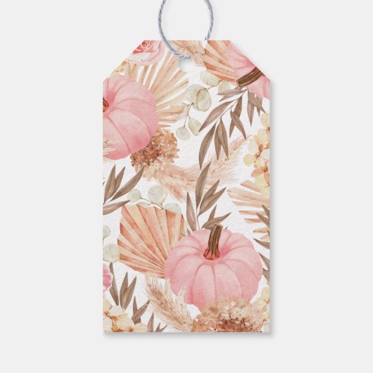 Boho Pampas Roze Pompoen Baptisme Gift Labels Cadeaulabel (Achterkant)