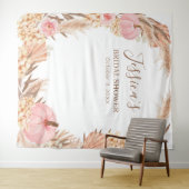 Boho Pampas Roze Pompoen Bruiloft Bridal Shower sl Wandkleed (In Situ (horizontaal))