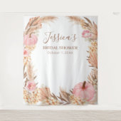 Boho Pampas Roze Pompoen Bruiloft Bruidsfeest bani Wandkleed (Voorkant)