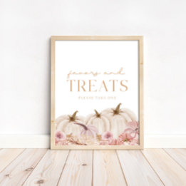 Boho Pampas Roze Pompoen Favors & Treats Poster