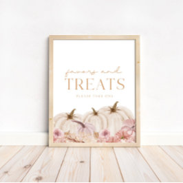 Boho Pampas Roze Pompoen Favors & Treats Poster