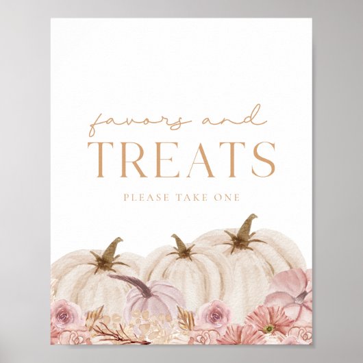 Boho Pampas Roze Pompoen Favors & Treats Poster (Voorkant)
