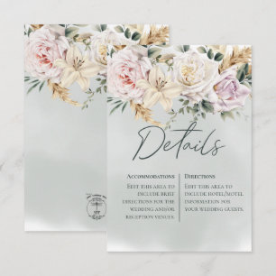 Boho Pampas & Roze Roses Green Details Kaart