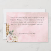 Boho Pampas & Roze Rozen Bruiloft Bedankkaart (Achterkant)