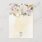 Boho Pampas & Roze Rozen Cream Receptie Bruiloft Informatiekaartje (Achterkant)