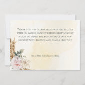 Boho pampas & roze rozen crème bruiloft bedankkaart (Achterkant)