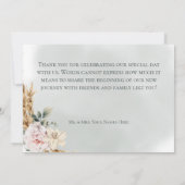 Boho Pampas & Roze Rozen Groene bruiloft Bedankkaart (Achterkant)