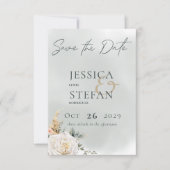 Boho Pampas & Roze Rozen Groene bruiloft Save The Date (Voorkant)