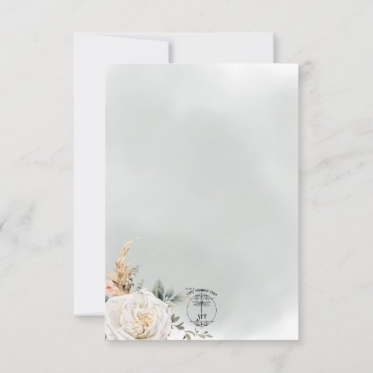 Boho Pampas & Roze Rozen Groene bruiloft Save The Date (Achterkant)