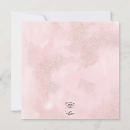 Boho Pampas & Roze Rozen Vierkante bruiloft Kaart (Achterkant)