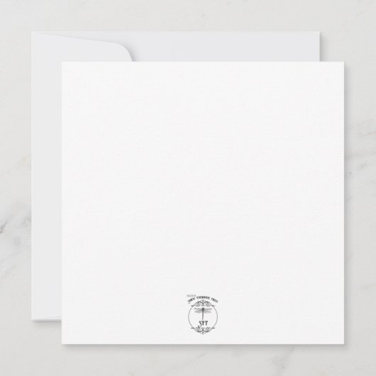 Boho Pampas & Roze Rozen Vierkante Witte Bruiloft Kaart (Achterkant)