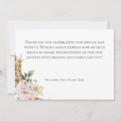 Boho pampas & roze rozen wit bruiloft bedankkaart (Achterkant)