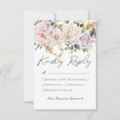 Boho pampas & roze rozen wit bruiloft RSVP kaartje (Voorkant)