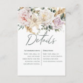 Boho Pampas & Roze Rozen Wit Details Bruiloft Informatiekaartje (Voorkant)