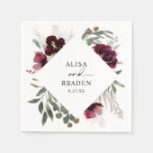 Boho Pampas Rozen Waterverf bruiloft Servet (Voorkant)