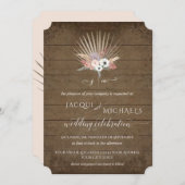 BOHO Pampas Rustic Wood White Floral Palm Tropical Kaart (Voorkant / Achterkant)