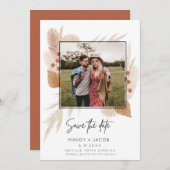 Boho Pampas rustieke foto bruiloft Save the Date (Voorkant / Achterkant)