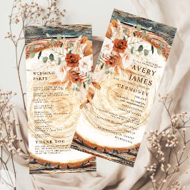 Boho Pampas Rustieke Houten Schijf Trouwprogramma 