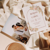 Boho Pampas rustieke terracotta boog foto bruiloft Kaart