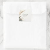 Boho Pampas Sage Green Baby shower gepersonaliseer Vierkante Sticker (Tas)